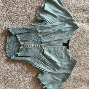 Women's Green Top with Button Detail